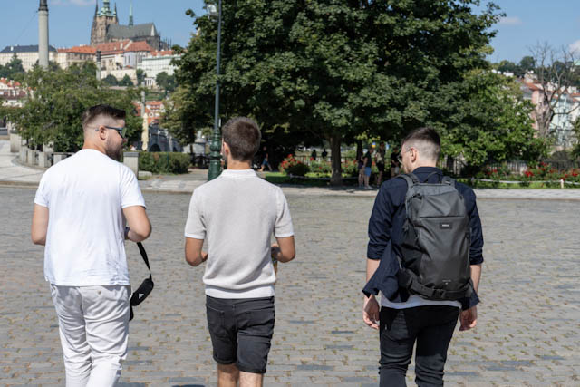 The three SkyCue founders walking together